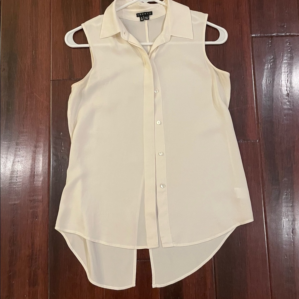Theory Silk Sleeveless Button Down